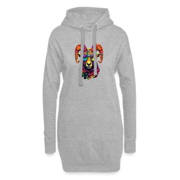 Widder Mufflon Aries Wilde Schafe Männliches Schaf - Hoodie-Kleid - Grau meliert - Vorne