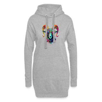 Widder Mufflon Aries Wilde Schafe Männliches Schaf - Hoodie-Kleid - Grau meliert - Vorne