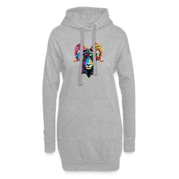 Widder Mufflon Aries Wilde Schafe Männliches Schaf - Hoodie-Kleid - Grau meliert - Vorne