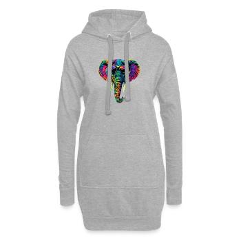 Elefant Rüssel Afrika Safari Wildnis Elefanten - Hoodie-Kleid - Grau meliert - Vorne