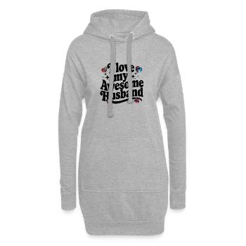 Awesome Husband Gift – Liebe trifft Sport & Superhe - Hoodie-Kleid - Grau meliert - Vorne