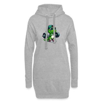 Cooler T-Rex Hantel Gewichtheber Fitness Cartoon - Hoodie-Kleid - Grau meliert - Vorne