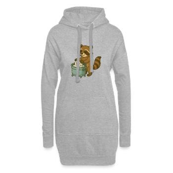 Raton laveur mignon avec écume de savon - Sweat-shirt à capuche long Femme - gris chiné - Devant