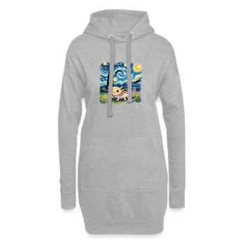 Skurriler Axolotl Unter Sternennacht - Hoodie-Kleid - Grau meliert - Vorne