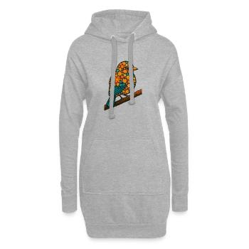 Illustrations florales et oiseaux, tourtereaux et nature - Sweat-shirt à capuche long Femme - gris chiné - Devant
