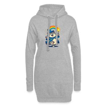 Chat sorcier avec arc-en-ciel et paillettes, chats - Sweat-shirt à capuche long Femme - gris chiné - Devant