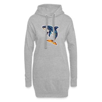 baleine - Sweat-shirt à capuche long Femme - gris chiné - Devant