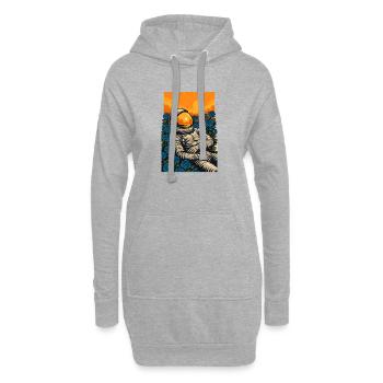 Astronaute au coucher du soleil dans une roseraie bleue - Sweat-shirt à capuche long Femme - gris chiné - Devant