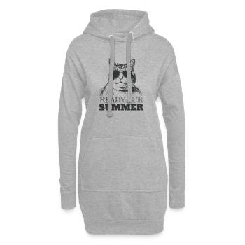 Cool Cat en lunettes de soleil prêt pour l’été - Sweat-shirt à capuche long Femme - gris chiné - Devant