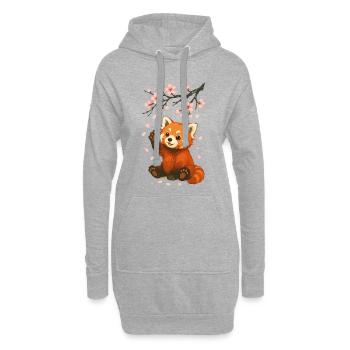 Panda roux, Panda ours, Japonais, Fleurs de cerisier - Sweat-shirt à capuche long Femme - gris chiné - Devant
