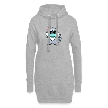 Lustiger Waschbär mit Maske - Hoodie-Kleid - Grau meliert - Vorne