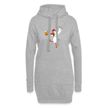 Humorvolle Biergarten Betrunkene Möwe mit Bier - Hoodie-Kleid - Grau meliert - Vorne