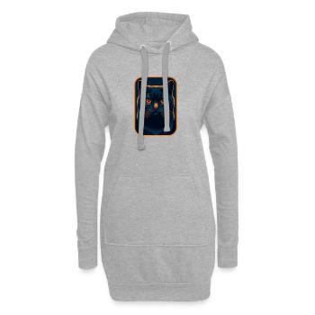 Katzenmajestät Neon-Porträt, Liebe Katzen - Hoodie-Kleid - Grau meliert - Vorne