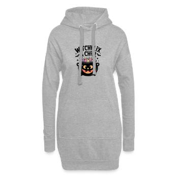 Witchflix und Chill - Hoodie-Kleid - Grau meliert - Vorne