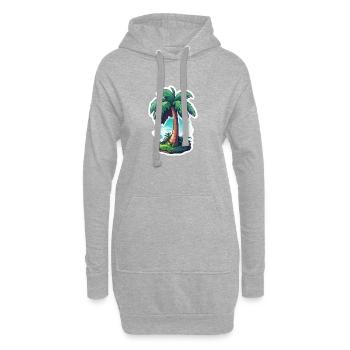 Palmier - Sweat-shirt à capuche long Femme - gris chiné - Devant