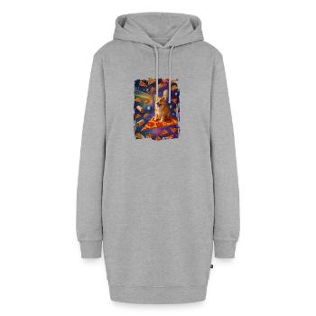 Rêve d'un chiot sur une pizza dans l'espace - Sweat-shirt à capuche long Femme - gris chiné - Devant