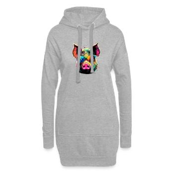 Schwein Hausschwein Sau Schweine Liebe Schweinchen - Hoodie-Kleid - Grau meliert - Vorne
