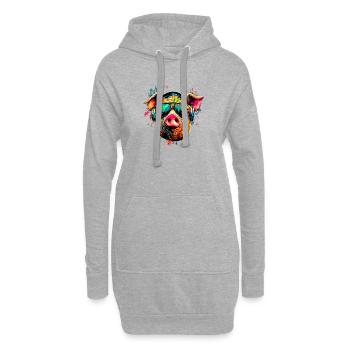 Schwein Hausschwein Sau Schweine Liebe Schweinchen - Hoodie-Kleid - Grau meliert - Vorne