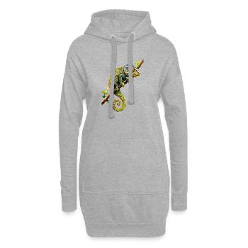Caméléon Lézard Reptile Caméléon Iguane Lézard - Sweat-shirt à capuche long Femme - gris chiné - Devant