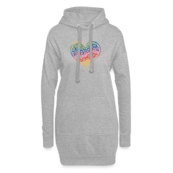 Regenbogen Leopard Herz Design - Hoodie-Kleid - Grau meliert - Vorne