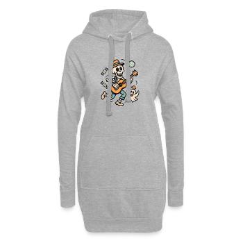 Squelette avec guitare et chapeau fantôme - Sweat-shirt à capuche long Femme - gris chiné - Devant