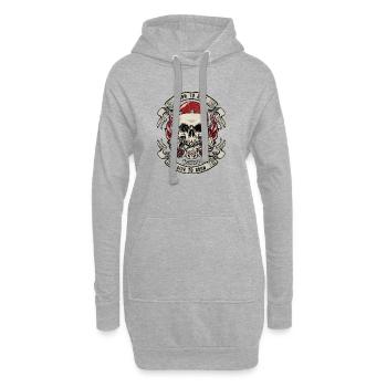 Skull Motorrad Motive mit Flammen - Hoodie-Kleid - Grau meliert - Vorne