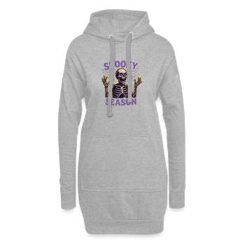 Gruseliges Skelett mit Fledermäusen - Hoodie-Kleid - Grau meliert - Vorne