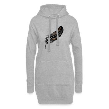 Élégant design de plumes noires et dorées - Sweat-shirt à capuche long Femme - gris chiné - Devant