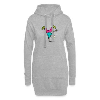 Neon Breakdancing Skeleton Retro Hip-Hop - Hoodie-Kleid - Grau meliert - Vorne