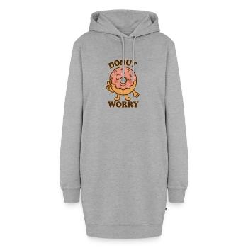 Caricature d’un beignet joyeux avec l’inscription - Sweat-shirt à capuche long Femme - gris chiné - Devant