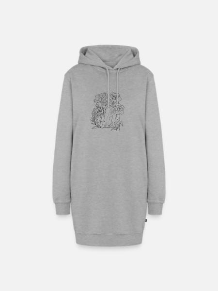 Fuchs Lineart mit Blumen - Hoodie-Kleid - Grau meliert