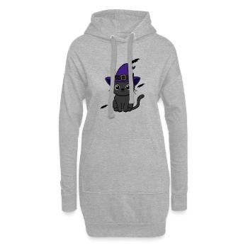 Katze Halloween - Hoodie-Kleid - Grau meliert - Vorne