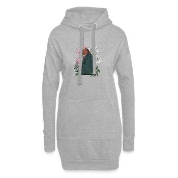 Fuchs mit Blumen und Hoodie - Hoodie-Kleid - Grau meliert - Vorne