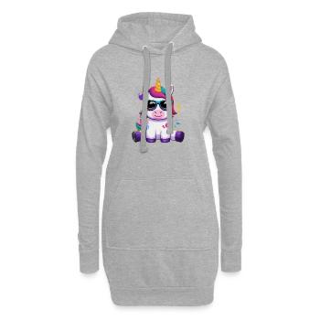 Fabelwesen Märchen Pferd Fantasie Buntes Einhorn - Hoodie-Kleid - Grau meliert - Vorne