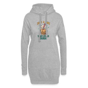 Boba Lovers Motif - Sweat-shirt à capuche long Femme - gris chiné - Devant