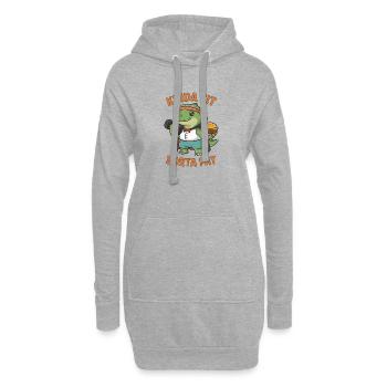 Kinda Fit Sorta Fat Funny Gym Cute Hippo Retro - Hoodie-Kleid - Grau meliert - Vorne