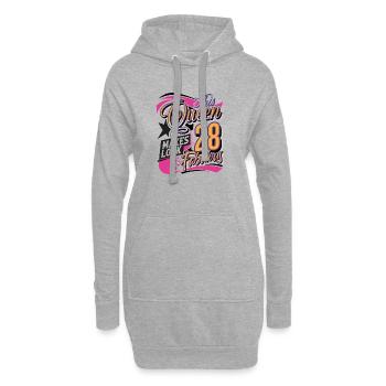 28e anniversaire de la Reine des femmes - Sweat-shirt à capuche long Femme - gris chiné - Devant