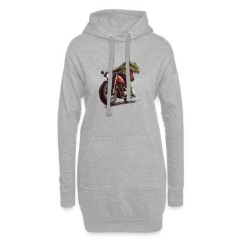 Krokodil auf Motorrad Action Design - Hoodie-Kleid - Grau meliert - Vorne
