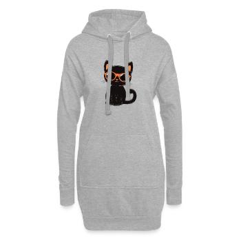 Chat avec des lunettes de soleil - Sweat-shirt à capuche long Femme - gris chiné - Devant