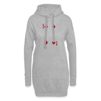 Motif de carte à jouer Quatre As - Sweat-shirt à capuche long Femme - gris chiné - Devant