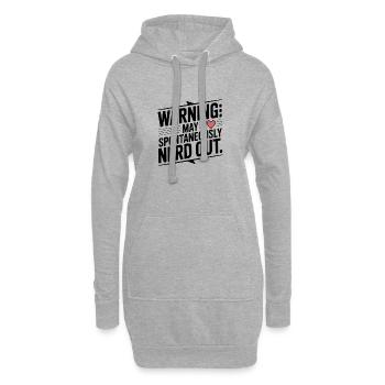 Warnung kann spontan nerd werden - Hoodie-Kleid - Grau meliert - Vorne