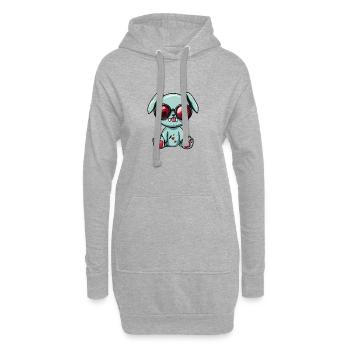Verspielter Hund mit Sonnenbrille - Hoodie-Kleid - Grau meliert - Vorne