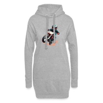 Motocycliste dynamique en style action - Sweat-shirt à capuche long Femme - gris chiné - Devant