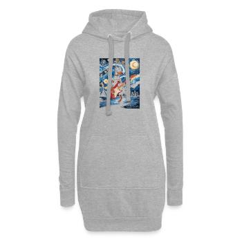 Teckel avec guitare électrique dans le ciel étoilé - Sweat-shirt à capuche long Femme - gris chiné - Devant