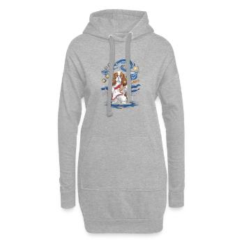 Chien avec guitare électrique dans le ciel étoilé - Sweat-shirt à capuche long Femme - gris chiné - Devant