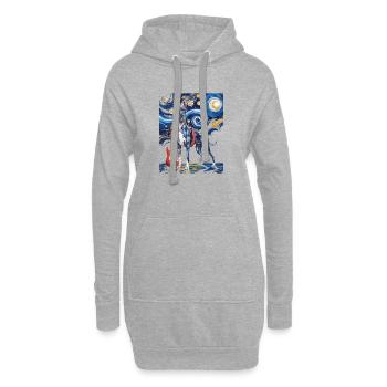 Dogue allemand de la nuit étoilée - Sweat-shirt à capuche long Femme - gris chiné - Devant