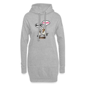 Humorvolle Möwen mit Sprechblasen Alles Drama - Hoodie-Kleid - Grau meliert - Vorne