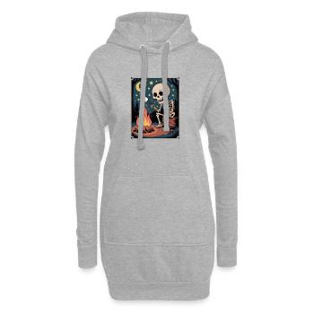 squelette mangeant smores randonneur campeur halloween - Sweat-shirt à capuche long Femme - gris chiné - Devant