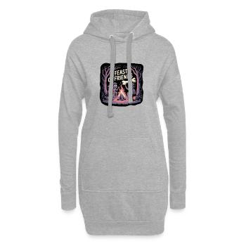 Lagerfeuernacht mit Freunden Illustration - Hoodie-Kleid - Grau meliert - Vorne