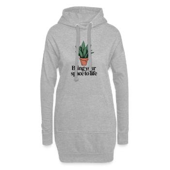 Minimalistische Topfpflanze mit inspirierendem Zitat - Hoodie-Kleid - Grau meliert - Vorne